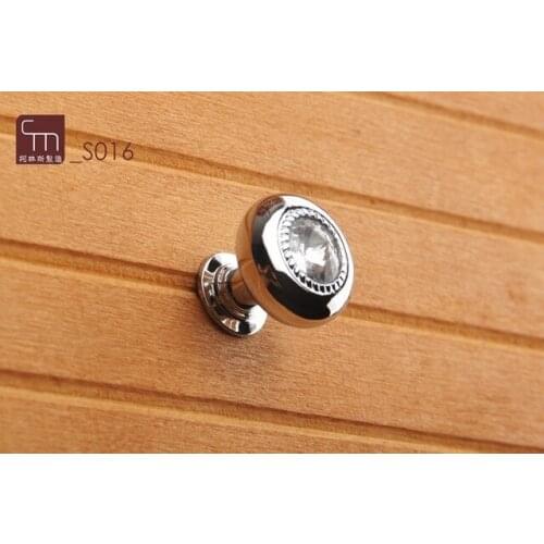 20PC/LOT Furniture Kitchen Hardware Cabinet Door Knob Zinc Alloy +K9 Crystal(Width: 23.5mm High: 24mm)