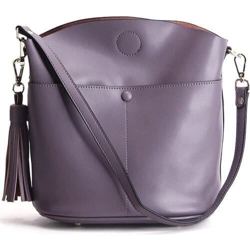 2021 Women Fashion Travel Work Large Capacity One-Shoulder Bag Ladies Soft Leather Bucket Bag