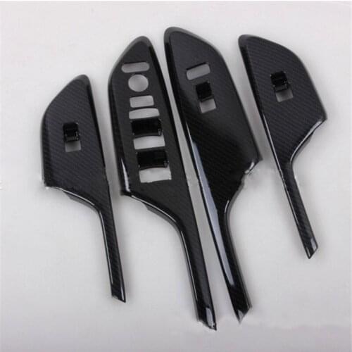 4Pcs Carbon Fiber Style Door Handle Armrest Trim Window Lift Panel Cover Trim Fit for Honda Civic 2016 2017 right hand drive