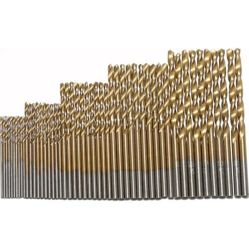 50PCS 1/1.5/2/2.5/3mm HSS Titanium Coated High Speed Steel Drill Bit Set