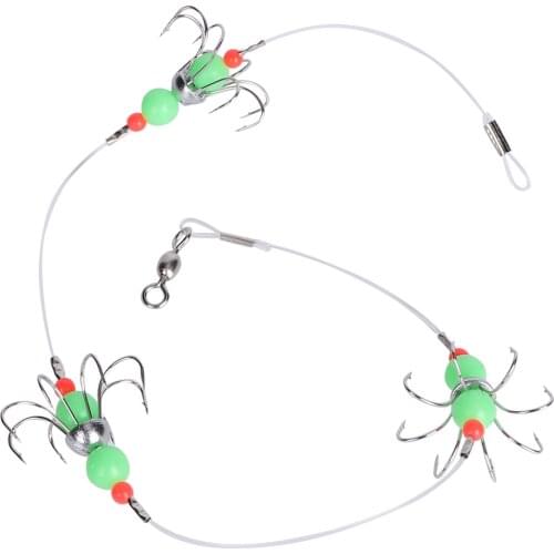 56cm Octopus Squid String Hooks Luminous Squid Carbon Steel String Hook Octopus Fishhook Barbed Night Fishing Hook