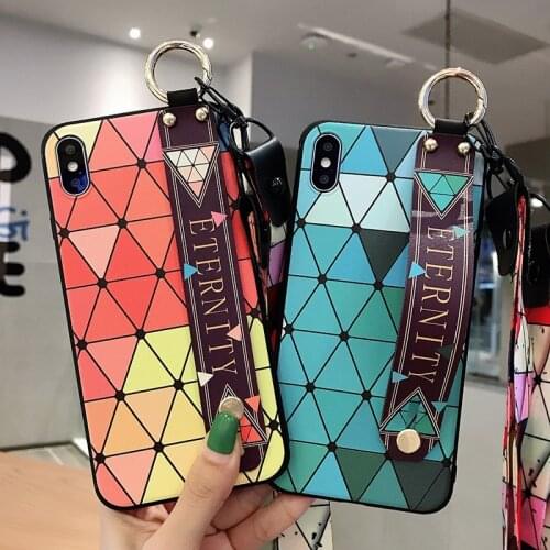 3D Relief Phone Case with Neck Wrist Straps for iPhone 8 plus 7 plus X 6s 6s plus Case with Strap For iPhone X XS XR XS MAX Cove