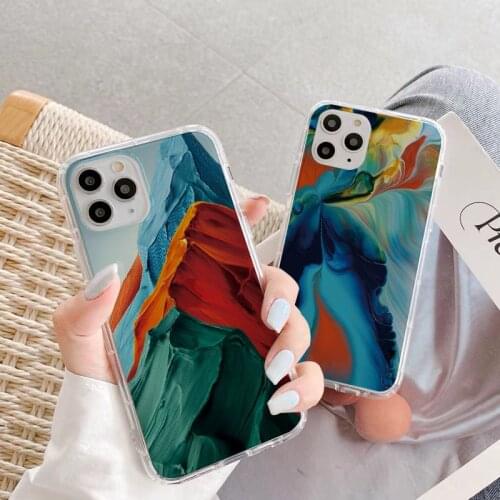 Color Painting Paint Pigment Pattern phone case For iphone X XS MAX XR 11 12 Pro Max 7 8 Plus SE 2020 Back Clear Cover Fundas