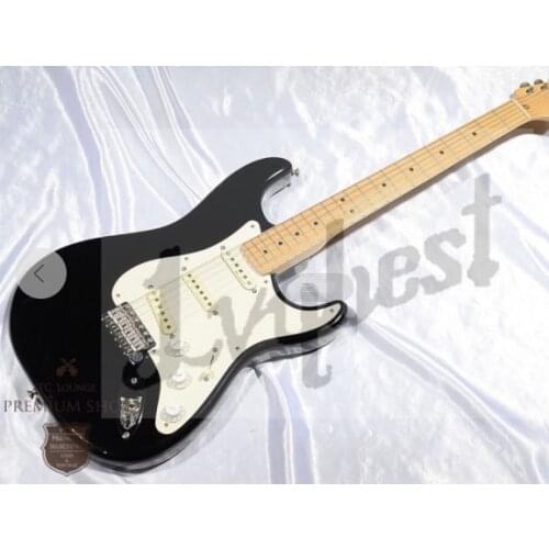 Customized body and headstock electric guitar,solid black color mahogany body,maple neck and black dots inlay,maple fingerboard