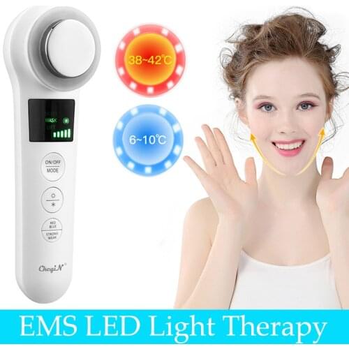 EMS Ultrasonic Skin Rejuvenation Facial Beauty Massager Electric Vibration LED Photon Hot Cold Face Lifting Tighten Anti Aging
