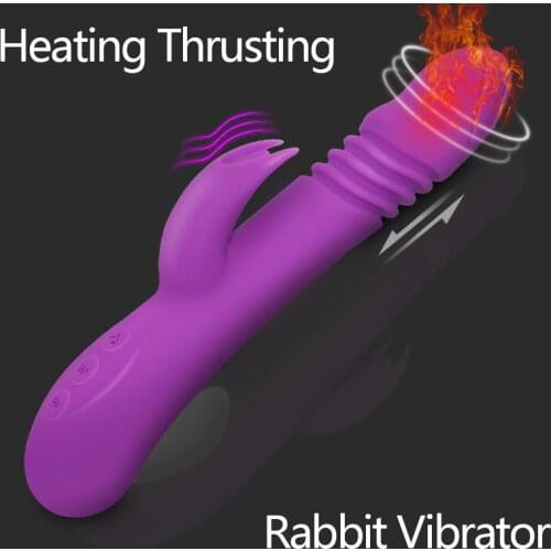 Erotic Heating Thrusting Rabbit Vibrator Waterproof Rotating Dildo Vibrator G Spot Clitoris Stimulator Adult Sex Toys for Woman