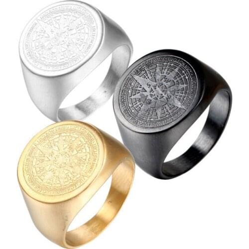 European and American stainless steel jewelry stainless steel compass ring mens ring