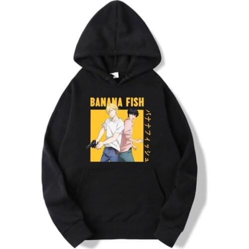 Harajuku Autumn Winter Sudadera Hombre Banana Fish Anime Hoodie Men Women Casual Hoodies Sweatshirt Pullover Streetwear Clothes