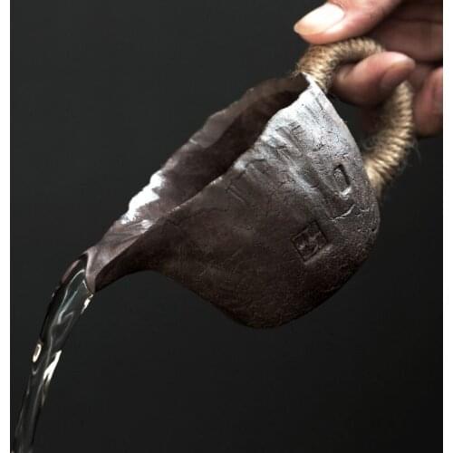 Handmade stoneware teacup large-capacity household tea divider Kung Fu tea set accessories characteristic cracked texture