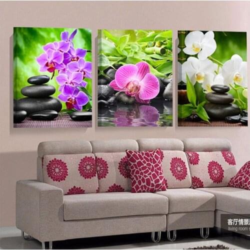 3 Pieces 5D Diy Diamond Painting Buddha Stone Flower Art Full Square Round Drill Rhinestone Embroidery Cross Stitch KitsZP-4179