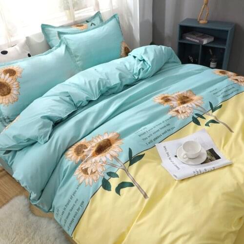 Nordic style cow bed sheet quilt cover pillowcase 4 piece set bedding single double men and women quilt cover 3 piece set