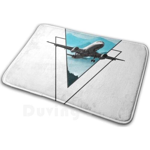 Geometric Airplane Carpet Mat Rug Cushion Soft Airplane Plane Aviation Pilot Copilot Travel Bon Cool Funny Lettering
