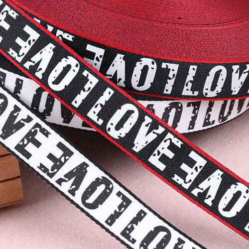 10M Black Red White Pattern Ribbon Belt bag webbing ribbon binding tape Diy craft projects LOVE cloth strap Letters ribbon