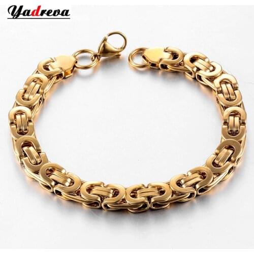 Mens Stainless Steel Byzantine Bracelet Fashion Jewelry Width 8.5mm Length 23cm