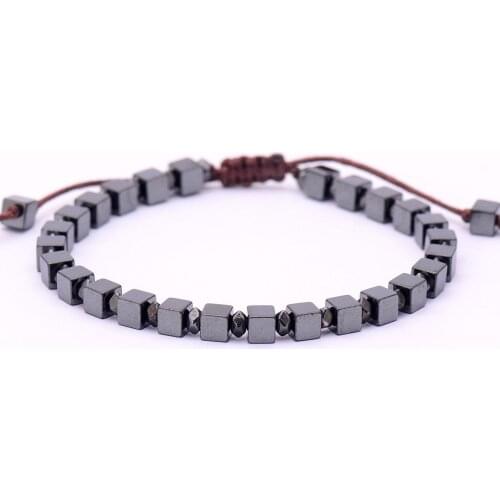 Men Bracelet Square Natural Stone Beads Bracelet Handmade Friendship Bracelets Mens Charm Bracelet Punk Jewelry
