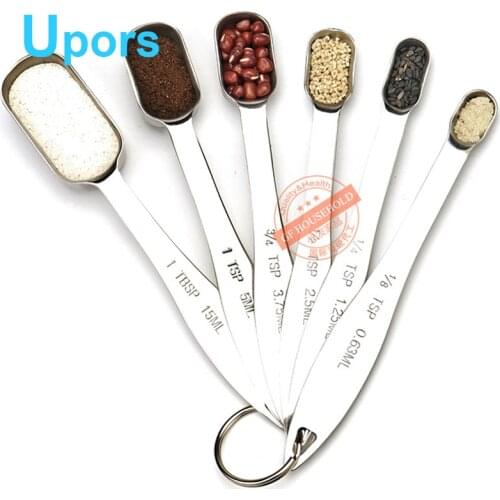 Set of 6pcs Good Quality Stainless Steel Measuring Spoon Scoop Kitchen Cooking seasoning Coffee Tea Set Measuring Tool