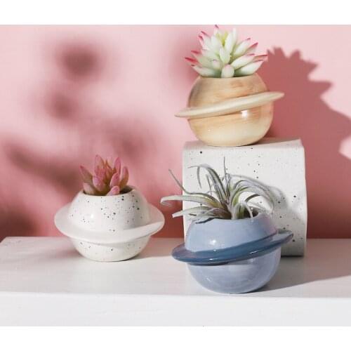 New Planet Ceramic Pot For Succulent Mini Planet Shape Ceramic Succulent Bonsai Flower Pot Desktop Balcony Decor
