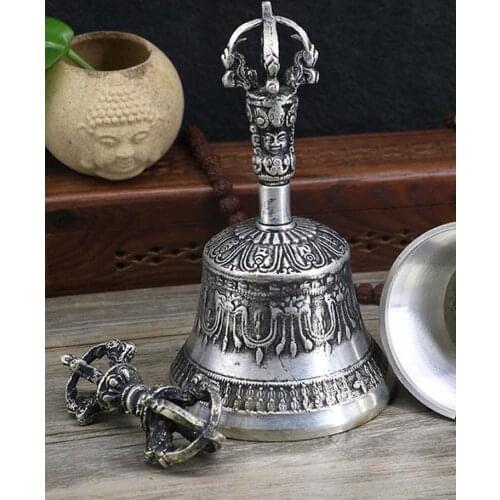 Wholesale Buddhist articles # Practice of Tantric ritual # Tibetan Nepal Buddhism silver Jin Gangchu Vajra buddha vajra bell