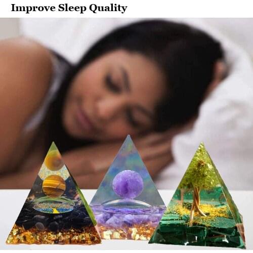 Orgone Pyramid Amethyst Peridot Healing Crystal Energy Generator Blanacing Orgonite Pyramide Emf Protection Meditation Yoga Tool