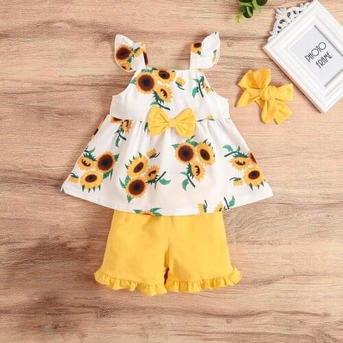 1-4 Years Baby Girl Clothes Set 3-piece Set Newborn Summer Flower Print Clothing Toddler Girl Fall Clothes 2020