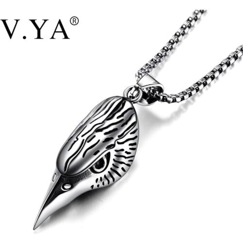 V.YA Domineering Beak Pendant Necklace Stainless Steel Men Eagle Necklaces Boyfriend Best Valentines Day Jewelry Gift