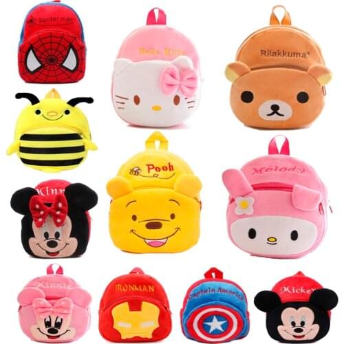 New Plush Backpack Winnie The Pooh Mickey Minnie Toy Backpack Iron Man Batman Stitch Boy Kindergarten Cute Backpack Toy Gift