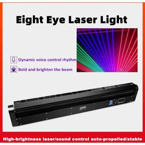Full Color Eight Eye Beam Laser Light Rotating Voice Control Rhythm Light Laser For Music Dining Bar Wall Washer