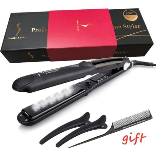 Professional Steam Hair Straightener curling styling tools Ceramic Vapor Hair Flat Iron Seam Hair Straightening Iron
