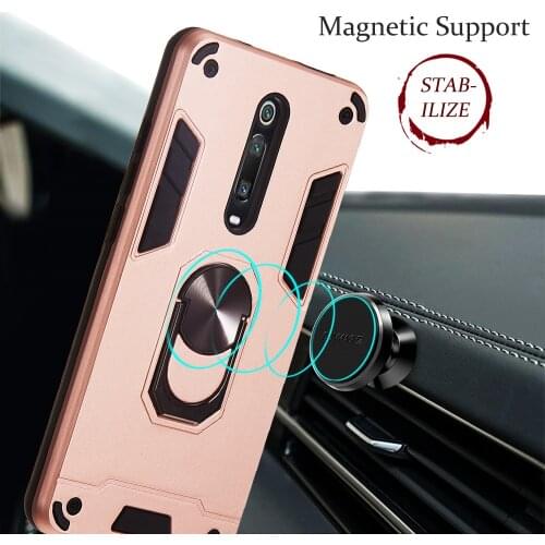 Armor Shockproof Case For Xiaomi Mi 9T Redmi K20 Pro Magnetic Ring Stand Holder Soft TPU Frame Hard PC Protective Back Cover