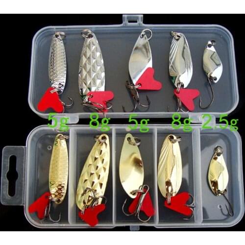 Fishing Lures Shads Wobblers Jig Lot 10pcs Metal Fishing Lures Bass Spoon Crank Bait Saltwater Tackle Hooks for Carp Fishing