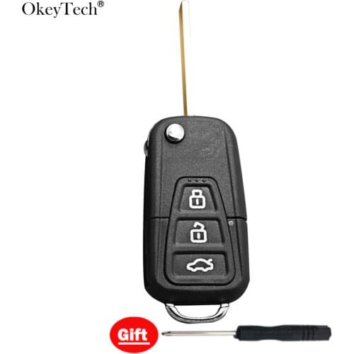 OkeyTech Replacement Flip Folding Car Key Shell for Lifan X60 X50 Uncut Blade 3 Buttons FOB With Screwdriver