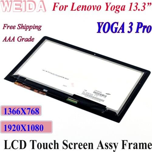 WEIDA LCD Replacment 13.3 For Lenovo Yoga 3 Pro 1370 LCD Display Touch Screen Assembly Frame Yoga3 Pro 1920X1080 1366X768