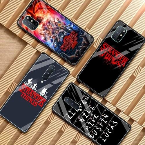 Glass Case For Oneplus 9R 9 8 7T 7 Pro 8T 8 Nord Z Shell Bumper Fundas Black Frame Tempered Caso Stranger Things