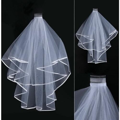 Wedding Veil White Ivory Bridal Two Layers First Holy Communion Comb Hen Party