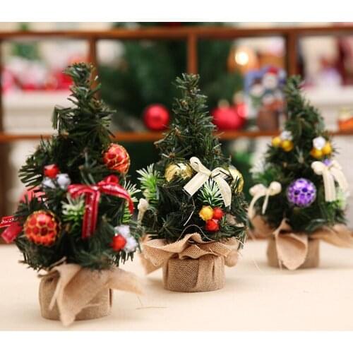 Green Christmas Tree Small Bow Decoration Party Supplies Holiday New Years Christmas Golden Small BallDecorations
