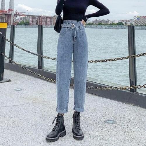 Vintage High Waist Straight Harlan Jeans for Women Double button Streetwear Loose Female Denim Jeans Ladies cec dad carrot pants