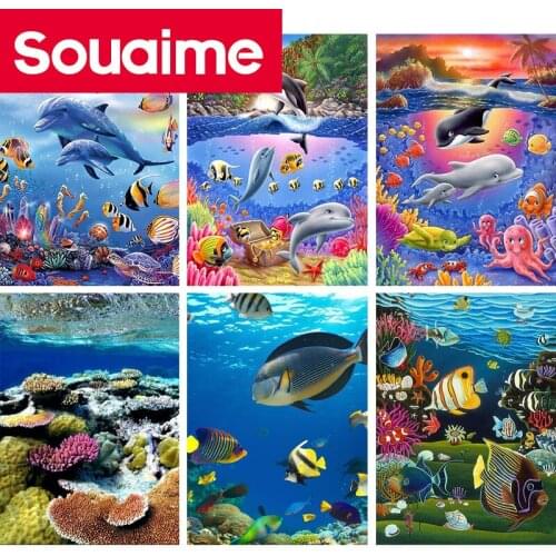 Embroidery Cross StitchDiamond Pai Full Square/Round Drill 5D DIY Diamond Painting seafish Embroidery Cross Stitch 3D Home Decor