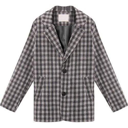 Office Ladies Plaid Women blazers Female 2019 Jackets Cotton Coat Slim Woman Blazers plus size Casual Thin Blazer For Women 0223