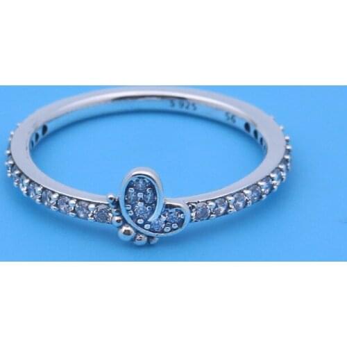 Free Shipping Real 925 Sterling Silver Ring Bedazzling Butterfly With Crystal Rings For Women Wedding Party Gift Fashion Jewelry