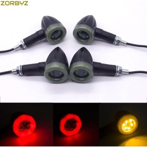 ZORBYZ 4X Universal Black Motorcycle LED Amber Lamp Turn Signal Rear Brake lights Indicators
