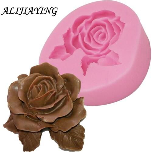 1Pcs 3D Rose Flower Form Cake Silicone Molds Cookie Cutter Soap Fondant Confeitaria Moulds Kitchen Cake Decorating Tools D1135