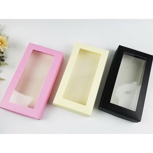 10pcs large size White/black/Pink Paper Window Box Wallet Packing Gift Boxes Jewelry Packaging Display Box
