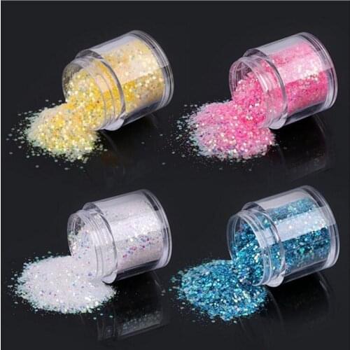 Hot 12Colors 10g/jar Mix-size Holographic Acrylic Nail Glitter Powder Laser Glitter Dust Powder Decoration for Nail Art Tips