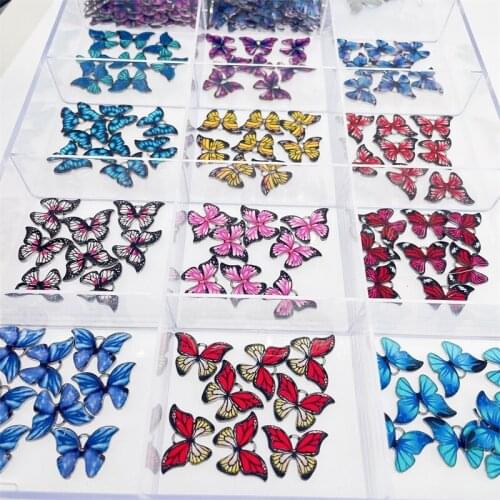 12 Colors Cute Butterfly Charm Colorful Fashion Animal Pendant for DIY Bracelet Jewelry Making Accessories DIY Handmade Necklace