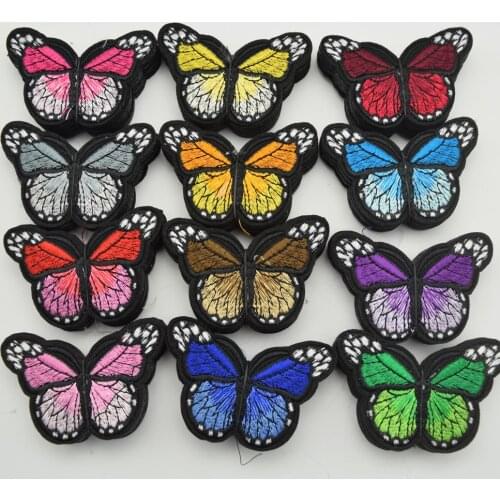 120pcs Iron On Patch Sew Embroidered Trim Standard butterfly fabric stickers for diy sewing craft
