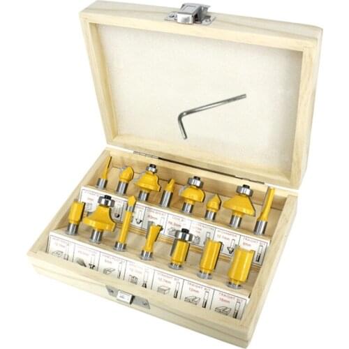 15Pcs 8mm Router Bit Set Trimming Straight Milling Cutter for Wood Bits Tungsten Carbide Cutting Woodworking