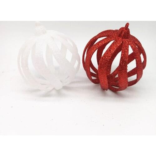 2Pcs 7.5cm Red/White Powder Christmas Ball Pendant Charming Christmas Tree Decoration Party Holiday Ornaments Home Decoration