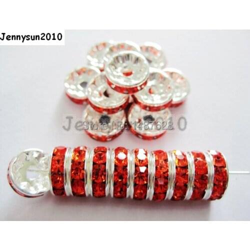 200pcs/lot 4mm Top Quality Czech Crystal Hyacinth Rhinestone Pave Rondelle Metal Silver Plated Spacer Loose Beads Jewelry Making