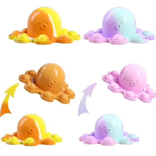 2021 Fidget Relieve Stress Toys Rainbow Push Bubble Antistress Toys Children Sensory Toy To Relieve Autism Octopus Key Chains