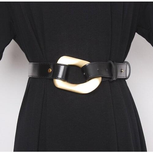 2021 New Autumn Trendy Wid Belt For Women Fashion Black PU Ladies Basic Simple Blazer Jacket Decoration